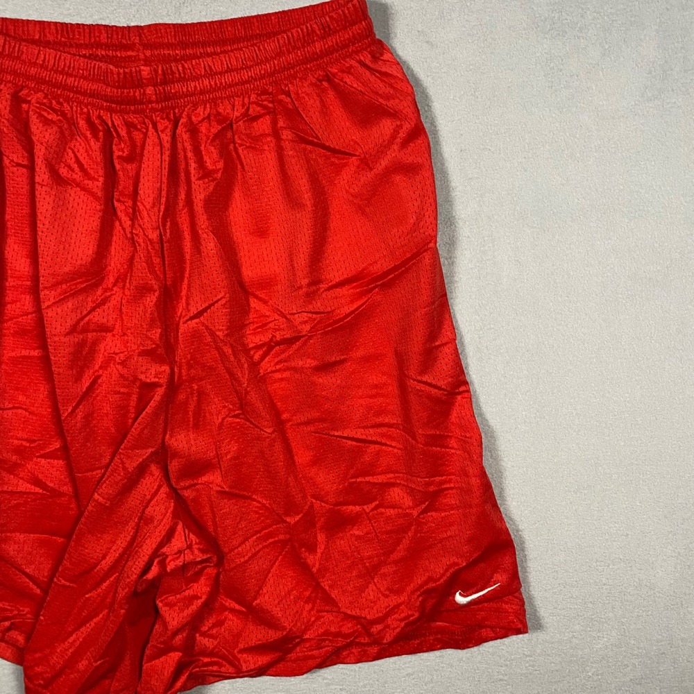 Vintage Y2K Nike Team Mens Large Red Mesh Basketball Shorts Elastic Waist